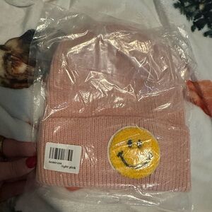 Pink Smiley Face Beanie
